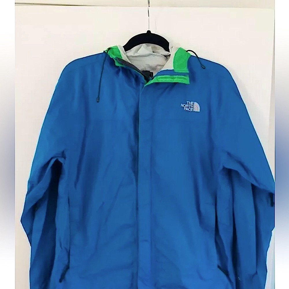 North Face Raincoat - Blue and Lime Green